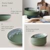 imageDOWAN Pasta Bowls 27oz Large Salad Serving Bowls Porcelain Soup Bowl Set of 6 Wide ampamp Shallow Pasta Plate Bowls Green Matte Matte Print Design