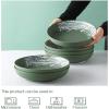 imageDOWAN Pasta Bowls 27oz Large Salad Serving Bowls Porcelain Soup Bowl Set of 6 Wide ampamp Shallow Pasta Plate Bowls Green Matte Matte Print Design