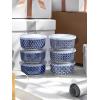 imageDOWAN Ramekins 6 oz Oven Safe with Lids for Creme Brulee Souffle Ceramic Custard Cups for Baking Dipping Bowls Condiment Sauce Cups Set of 6 Vintage Blue6 oz