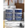 imageDOWAN Ramekins 6 oz Oven Safe with Lids for Creme Brulee Souffle Ceramic Custard Cups for Baking Dipping Bowls Condiment Sauce Cups Set of 6 Vintage Blue8 oz