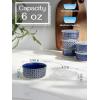 imageDOWAN Ramekins 6 oz Oven Safe with Lids for Creme Brulee Souffle Ceramic Custard Cups for Baking Dipping Bowls Condiment Sauce Cups Set of 6 Vintage Blue6 oz