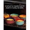imageDOWAN Ramekins with Lids 4 oz Ceramic Dipping Bowls with Lids Small Oven Safe Baking Cups For Personal Creme Brulee Souffle Custard Ice Cream Dipping Sauce Bowls Set of 6 Vintage BlueVibrant Colors