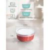 imageDOWAN Ramekins with Lids 4 oz Ceramic Dipping Bowls with Lids Small Oven Safe Baking Cups For Personal Creme Brulee Souffle Custard Ice Cream Dipping Sauce Bowls Set of 6 Vintage BlueVibrant Colors
