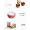 imageDOWAN Ramekins with Lids 4 oz Ceramic Dipping Bowls with Lids Small Oven Safe Baking Cups For Personal Creme Brulee Souffle Custard Ice Cream Dipping Sauce Bowls Set of 6 Vintage BlueVibrant Colors