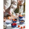 imageDOWAN Ramekins with Lids 4 oz Ceramic Dipping Bowls with Lids Small Oven Safe Baking Cups For Personal Creme Brulee Souffle Custard Ice Cream Dipping Sauce Bowls Set of 6 Vintage BlueVintage Blue