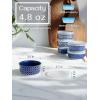 imageDOWAN Ramekins with Lids 4 oz Ceramic Dipping Bowls with Lids Small Oven Safe Baking Cups For Personal Creme Brulee Souffle Custard Ice Cream Dipping Sauce Bowls Set of 6 Vintage BlueVintage Blue