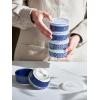 imageDOWAN Ramekins with Lids 4 oz Ceramic Dipping Bowls with Lids Small Oven Safe Baking Cups For Personal Creme Brulee Souffle Custard Ice Cream Dipping Sauce Bowls Set of 6 Vintage BlueVintage Blue