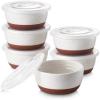 imageDOWAN 4 oz Ramekins with Lids Oven Safe for Creme Brulee Souffle Porcelain Ramekins for Baking Small Bowls Set of 6 Glaze with Specks6 oz