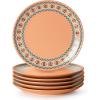 imageDOWAN 8quot Dinner Plates  Ceramic Dessert Plates Porcelain Appetizer Plates Serving Plates for Restaurant Family Party Salad Plates Bohemian Style Dishwasher ampamp Microwave Safe Set of 6 Orange