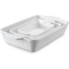 imageDOWAN Casserole Dishes for Oven Baking Dishes Set Ceramic Bakeware Sets of 3 Lasagna Pan Deep Rectangular Baking Pan Set with Handles for Baking Casserole Kitchen Wedding Gift White 15612289White