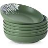 imageDOWAN Pasta Bowls 27oz Large Salad Serving Bowls Porcelain Soup Bowl Set of 6 Wide ampamp Shallow Pasta Plate Bowls Green Matte Matte Print Design