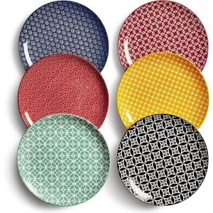 imageDOWAN 85quot Salad Plates Set of 6 Ceramic Dessert Plate for Appetizer Sushi Microwave Oven ampamp Dishwasher Safe Colorful Design Perfect for Party Wedding Birthday Mothers Day Giftscolorful