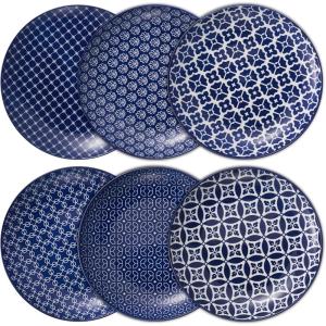imageDOWAN 85quot Salad Plates Set of 6 Ceramic Dessert Plate for Appetizer Sushi Microwave Oven ampamp Dishwasher Safe Colorful Design Perfect for Party Wedding Birthday Mothers Day GiftsVintage Blue