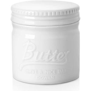 imageDOWAN Butter Crock French Butter Dish for Spreadable Soft Butter Ceramic Butter Keeper With Lid for Countertop Butter Dish With Waterline Housewarming Gift Kitchen and Home Decor WhiteWhite