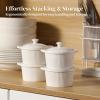 imageDOWAN 7 oz Ramekins with Lids Oven Safe Creme Brulee Ramekins with Cover and Handle Stackable Ceramic Bowls for Baking Pudding Dipping Souffle Dish Set of 4 White5 OZ