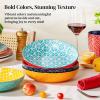 imageDOWAN 85quot Vibrant Pasta Salad ampamp Soup Serving Bowls Set of 4 Embossed Large Porcelain Ceramic Microwave Oven ampamp Dishwasher Safe Bonita Design Perfect for Daily Dining Family Gatherings PartyVibrant Color