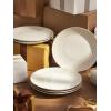 imageDOWAN 88quot Dinner Plates Set of 6 Ceramic Salad Plate White Microwave Oven ampamp Dishwasher Safe Relief Design Perfect for Party Dessert Wedding Appetizer Birthday Mothers Day Gifts105 inch