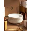 imageDOWAN 975quot Pasta Bowls Set of 4 with Embossed Reactive Glaze 56oz Large Shallow White Ceramic Salad Bowls Wide Dinner Bowls for Pasta Soup ampamp Stew Microwave ampamp Dishwasher Safe Housewarming Gift85 Pasta Bowls Set of 4