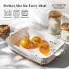 imageDOWAN Ceramic Casserole Dish for Oven 9x13 Deep Lasagna Pan Large Baking Dish with Handles 43 Quarts Durable and Oven Safe Pan for Roasting and Baking Alabaster White
