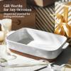 imageDOWAN Ceramic Casserole Dish for Oven 9x13 Deep Lasagna Pan Large Baking Dish with Handles 43 Quarts Durable and Oven Safe Pan for Roasting and Baking Alabaster White