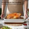 imageDOWAN Ceramic Casserole Dish for Oven 9x13 Deep Lasagna Pan Large Baking Dish with Handles 43 Quarts Durable and Oven Safe Pan for Roasting and Baking Alabaster White