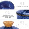 imageDOWAN French Butter Crock for Countertop Ceramic Butter Dish with Waterline Porcelain Butter Container for Spreadable Soft Butter French Butter Dish with LidBlue