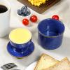imageDOWAN French Butter Crock for Countertop Ceramic Butter Dish with Waterline Porcelain Butter Container for Spreadable Soft Butter French Butter Dish with LidBlue