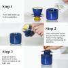 imageDOWAN French Butter Crock for Countertop Ceramic Butter Dish with Waterline Porcelain Butter Container for Spreadable Soft Butter French Butter Dish with LidBlue