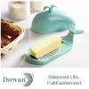 imageDOWAN Porcelain Butter Dish With Cutting Measuring Line Large Whale Butter Dish with Cover of Nonslip Design Ceramic Butter Dishes with Handle for EastWest Coast Butter WhiteTurquoise
