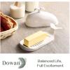 imageDOWAN Porcelain Butter Dish With Cutting Measuring Line Large Whale Butter Dish with Cover of Nonslip Design Ceramic Butter Dishes with Handle for EastWest Coast Butter WhiteWhite