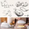 imageDOWAN Porcelain Butter Dish With Cutting Measuring Line Large Whale Butter Dish with Cover of Nonslip Design Ceramic Butter Dishes with Handle for EastWest Coast Butter WhiteWhite