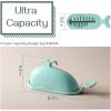 imageDOWAN Porcelain Butter Dish With Cutting Measuring Line Large Whale Butter Dish with Cover of Nonslip Design Ceramic Butter Dishes with Handle for EastWest Coast Butter WhiteTurquoise
