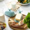 imageDOWAN Porcelain Butter Dish With Cutting Measuring Line Large Whale Butter Dish with Cover of Nonslip Design Ceramic Butter Dishes with Handle for EastWest Coast Butter WhiteTurquoise
