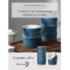 imageDOWAN Ramekins 4 oz Oven Safe for Creme Brulee Souffle Porcelain Custard Cups Ramiken for Baking Classic Style Ramekins Bowls Set of 6 WhiteAiry Blue