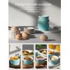 imageDOWAN Ramekins 4 oz Oven Safe for Creme Brulee Souffle Porcelain Custard Cups Ramiken for Baking Classic Style Ramekins Bowls Set of 6 WhiteBlue