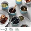 imageDOWAN Ramekins 4 oz Oven Safe for Creme Brulee Souffle Porcelain Custard Cups Ramiken for Baking Classic Style Ramekins Bowls Set of 6 WhiteBlue