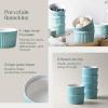 imageDOWAN Ramekins 4 oz Oven Safe for Creme Brulee Souffle Porcelain Custard Cups Ramiken for Baking Classic Style Ramekins Bowls Set of 6 WhiteBlue