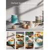 imageDOWAN Ramekins 4 oz Oven Safe for Creme Brulee Souffle Porcelain Custard Cups Ramiken for Baking Classic Style Ramekins Bowls Set of 6 WhiteBlue