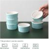 imageDOWAN Ramekins 4 oz Oven Safe for Creme Brulee Souffle Porcelain Custard Cups Ramiken for Baking Classic Style Ramekins Bowls Set of 6 WhiteBlue