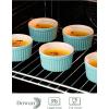 imageDOWAN Ramekins 4 oz Oven Safe for Creme Brulee Souffle Porcelain Custard Cups Ramiken for Baking Classic Style Ramekins Bowls Set of 6 WhiteBlue