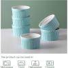 imageDOWAN Ramekins 4 oz Oven Safe for Creme Brulee Souffle Porcelain Custard Cups Ramiken for Baking Classic Style Ramekins Bowls Set of 6 WhiteBlue