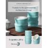 imageDOWAN Ramekins 4 oz Oven Safe for Creme Brulee Souffle Porcelain Custard Cups Ramiken for Baking Classic Style Ramekins Bowls Set of 6 WhiteBlue