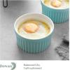 imageDOWAN Ramekins 4 oz Oven Safe for Creme Brulee Souffle Porcelain Custard Cups Ramiken for Baking Classic Style Ramekins Bowls Set of 6 WhiteBlue