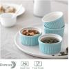imageDOWAN Ramekins 4 oz Oven Safe for Creme Brulee Souffle Porcelain Custard Cups Ramiken for Baking Classic Style Ramekins Bowls Set of 6 WhiteBlue