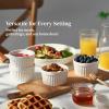 imageDOWAN Ramekins 4 oz Oven Safe for Creme Brulee Souffle Porcelain Custard Cups Ramiken for Baking Classic Style Ramekins Bowls Set of 6 WhiteWhite