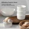 imageDOWAN Ramekins 4 oz Oven Safe for Creme Brulee Souffle Porcelain Custard Cups Ramiken for Baking Classic Style Ramekins Bowls Set of 6 WhiteWhite
