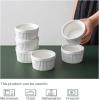 imageDOWAN Ramekins 4 oz Oven Safe for Creme Brulee Souffle Porcelain Custard Cups Ramiken for Baking Classic Style Ramekins Bowls Set of 6 WhiteWhite