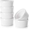 imageDOWAN Ramekins 4 oz Oven Safe for Creme Brulee Souffle Porcelain Custard Cups Ramiken for Baking Classic Style Ramekins Bowls Set of 6 WhiteWhite