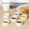 imageDOWAN Ramekins 4 oz Oven Safe for Creme Brulee Souffle Porcelain Custard Cups Ramiken for Baking Classic Style Ramekins Bowls Set of 6 WhiteWhite