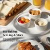 imageDOWAN Ramekins 4 oz Oven Safe for Creme Brulee Souffle Porcelain Custard Cups Ramiken for Baking Classic Style Ramekins Bowls Set of 6 WhiteWhite
